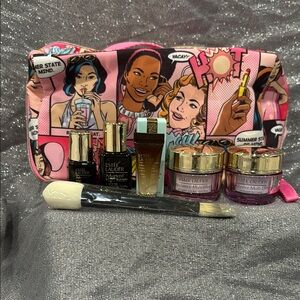 Estee Lauder Pink Cosmetic Bag with Skincare Set
